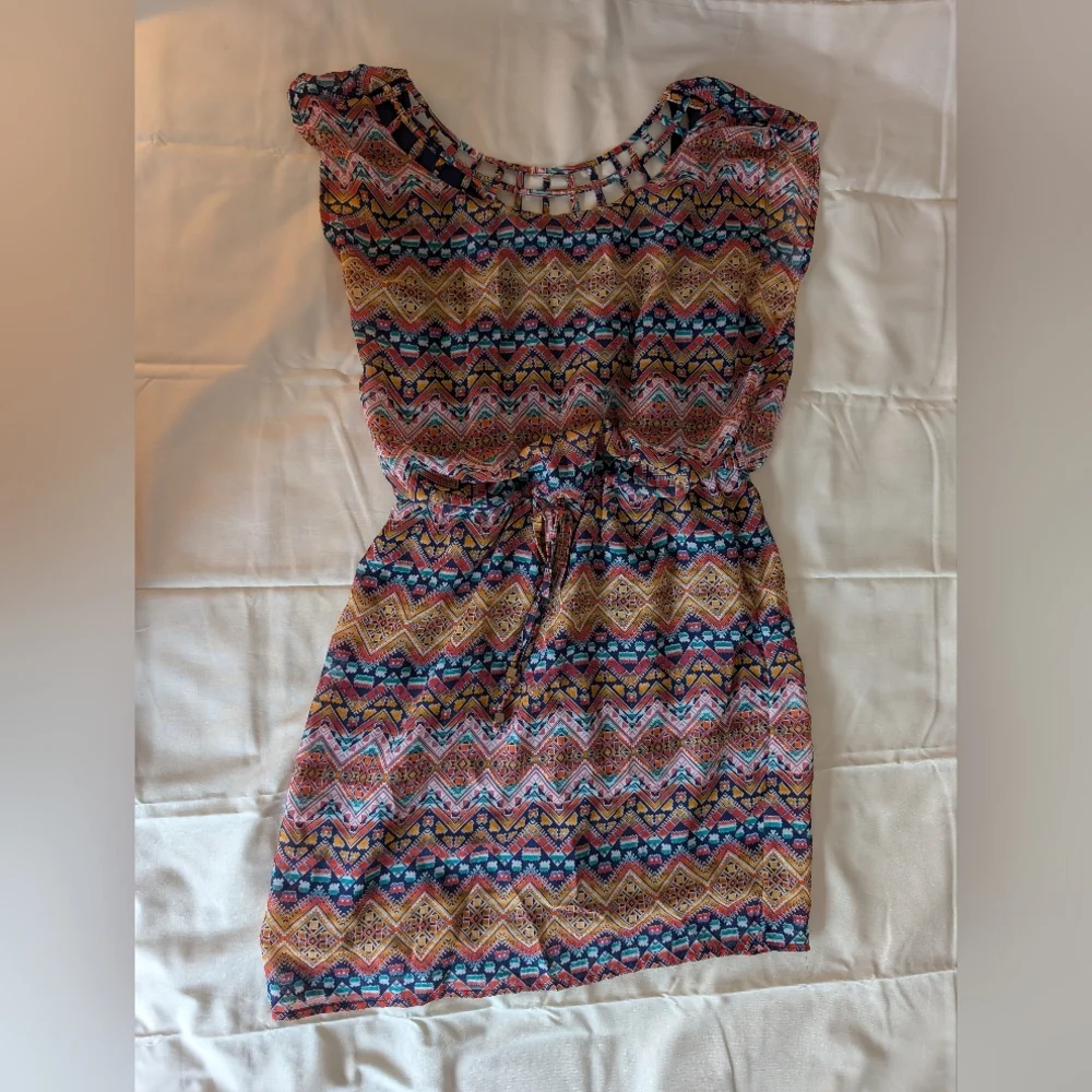 Multicolor Chevron Pattern Dress - Picture 1 of 4